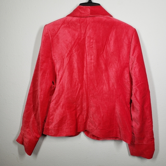 Apostrophe Red Velvet Fully Lined One Button Front Blazer Size 6 - Picture 6 of 10